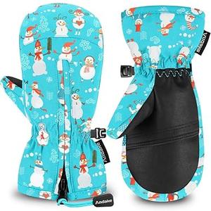 Andake Kids Mittens Toddler Mittens Kids Winter Gloves Warterproof Breathable Windproof Skiing Snowboarding for Boys Girls (YM (11-14 years), Blue)
