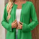 Saodimallsu Womens Lightweight Cardigans Open Front Long Sleeve One Button Casual Crewneck Loose Knit Shrug Sweater (Green)