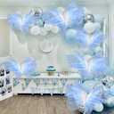 Geelin 6 Pcs Large Gradient Blue Butterfly Decorations Mariposas Grandes para Decoracion Big Butterfly Party Decor 20 Inch 12 Inch 3D Silk Butterflies for Baby Shower Birthday Party Wedding Decor
