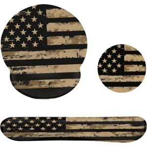 Retro Flag Ergonomic Wrist Support Keyboard Mouse Wrist Rest Set, Computer Office Comfortable Wrist Rest for Mouse Easy Typing