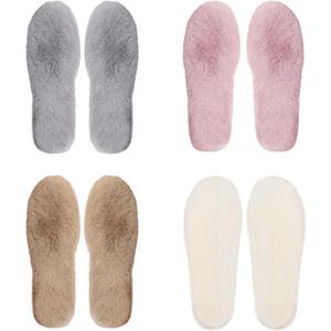 4 Pairs Women Insoles Winter Warm Soft Fuzzy Thick Replacement Inserts for Shoes Boots Slippers, Size: 7