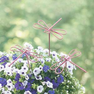3-Piece Pink Metal Dragonfly Garden Stakes - Iron Wire Outdoor Decor for Patio Lawn Decoration
