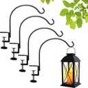 Short Deck Hook for Railing 4 Pack Deck Bird Feeder Pole with 3.3 Inch Strengthened Clamp for Hanging Bird Feeders, Lanterns, Wind Chimes, Flower and Plant Baskets (4)Lanterns Not Included