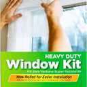 Duck MAX Strength Window Insulation Kit, Winter Window Seal Kit Fits Patio Doors & Large Windows, Heavy Duty Shrink Film Insulator, Indoor Installation, Window Tape Included, 84" x 120", Clear, 1 Pack
