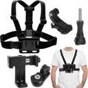 Mobile Phone Chest Adjustable Strap Mount GoPro Chests, Cell Phone Clips Harness Holder Bracket for GoPro Hero 2018/7/6/5/4/3, Session, Action Camera Chest Strap Holder