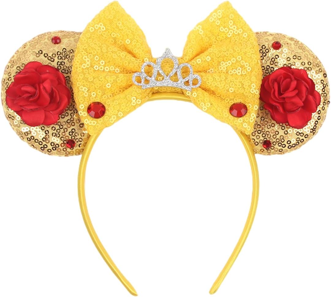 MADO Mouse Ears Headband for Women and Girls - Princess Belle Ears for Adults and Kids