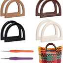 Hilltian 8+2 PCS D Shape Purse Handles with Crochet Hook, 4 Colors Bag Handles for Handmade Crochet Bag, Purse Making Supplies