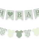 Green Gingham Baby Banner Sage Plaid Welcome Baby Shower Sign Decoration Clothesline Onesie Garlands Gender Neutral Party Supplies