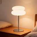 taotanra-Mushroom Bedside Table Lamp, Mid-Century Modern Bedroom Table Lamp, Retro Dimmable Bedside Lamp, Cute and Cool Home Decor (White)