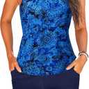 Tankini Bathing Suits with Shorts - High Neck Tankini Swimsuits Two Piece with Two Side Pockets Tummy Control Swimwear 2025 (XL)
