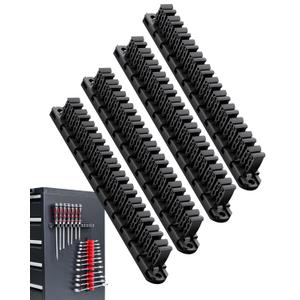 DEHOYI Magnetic Screwdriver Organizer and Wrench Organizer for Workshop, Garage | Heavy-Duty Tool Organizer for 48 pcs tools & Space-saving tool holder | Gift for father and boyfriend (4pcs, Black)
