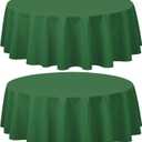 CXPSINC 2 Pack Premium Disposable Plastic Tablecloth 84" Round Table Cover for Birthdays Weddings Christmas Anniversary (Green)