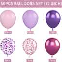 Pink and Purple Balloons, 50PCS 12 Inch Confetti Balloons, Metallic Purple Pink Latex Balloons with Ribbon, Party Balloons for Birthday Shower Wedding Party Decorations