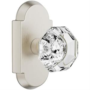Passage Glass Door Knobs Iinterio,Octagon Crystal Door Knob for Hall and Closet, Brushed Nickel