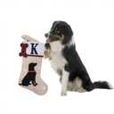 20 Inches Pets Initial Christmas Stocking,Dog Christmas Stocking Personalized with Dog Bone Hanging Wooden Ornament,Xmas Gifts for Pets(Letter I)