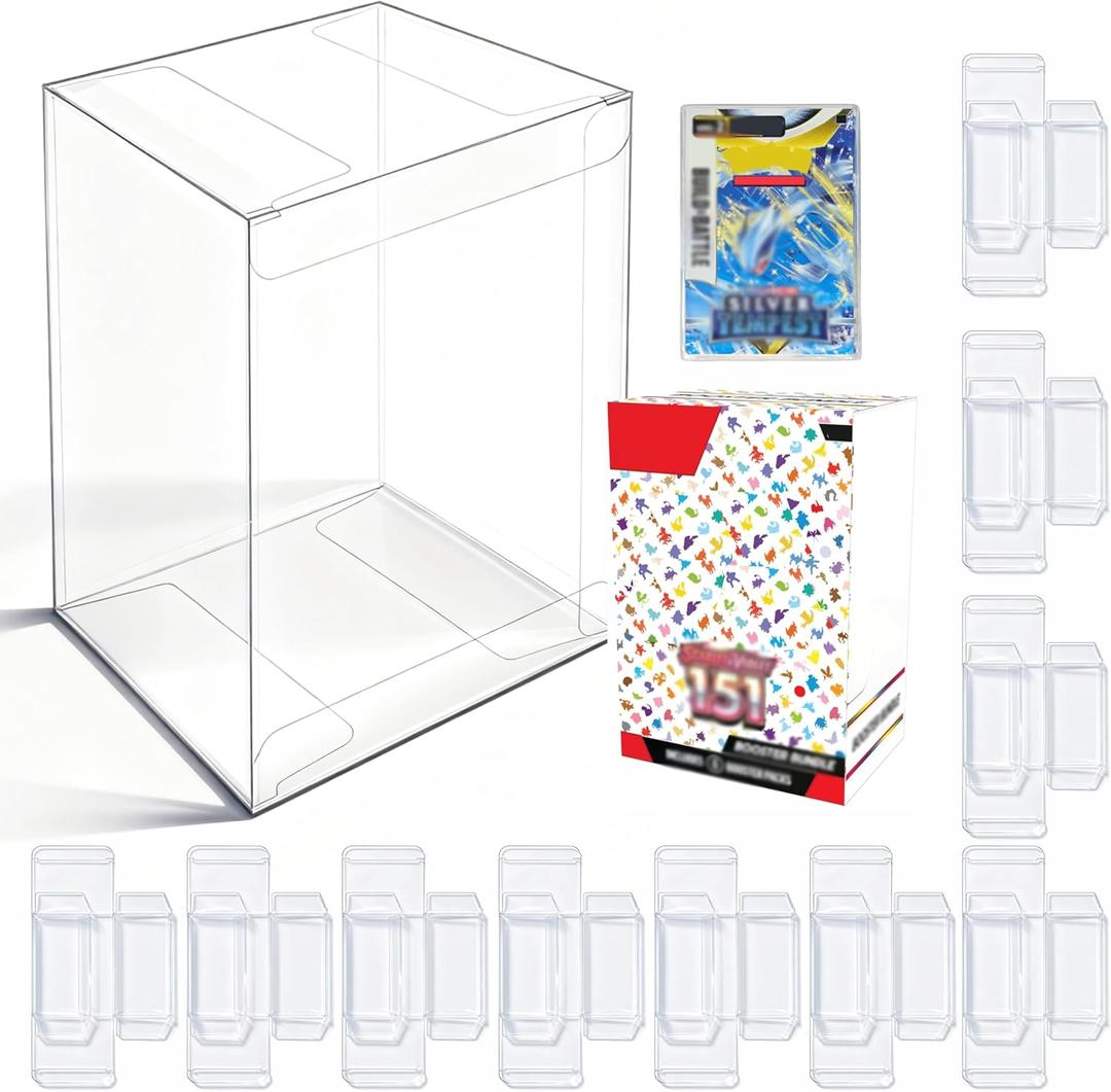 10PCS Plastic Protector Case For Booster Bundle/Build & Battle Foldable Clear Display Box Plastic Display Case Compatible with Booster Bundle Collectors Cards Protector