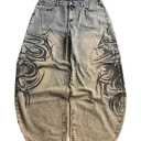 SOLY HUX Women's Y2k Wide Leg Jeans Retro Vintage Print Baggy Denim Pants with Pocket Medium Wash 30