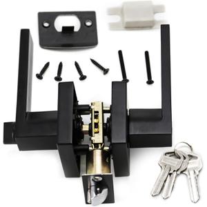 Keyed Entry Door Handle Lever for Right and Left Handed Doors with Full Set Lockset and Matching Screws for Bedroom and Bathroom Black Matte