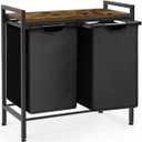 Large Laundry Hamper Sorter With 2 Removable & Pullout Sorting Bags Wooden Top