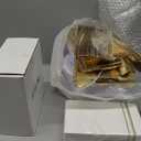 GATHER 350PCS Gold Plastic Plates - White and Gold Disposable Plastic Dinnerware Set Include 50 Dinner Plates, 50 Dessert Plate, 150 Silverware, 50 Napkins, 50 Cups for Party & Wedding