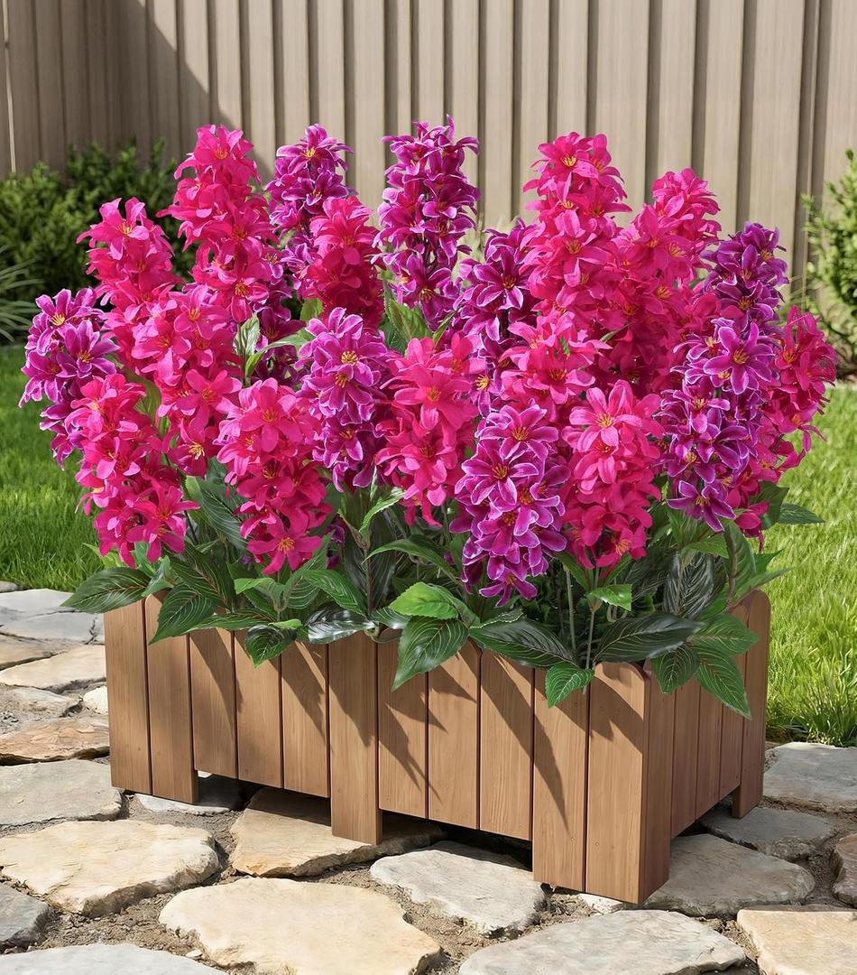Artificial Flowers 3 Pcs Hyacinth Fake Flowers 19.69 Silk Flowers for Outside, Delphinium Outdoor Faux Flowers Fake Plants for Porch Patio Balcony Yard Indoor Home Decor