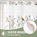 No Hook Sage Green Cute Floral Shower Curtain and Liner Set, Modern Fabric Shower Curtain with Snap in Liner, Watercolor Birds, Butterflies, Snails & Flower Design, 72 x 74