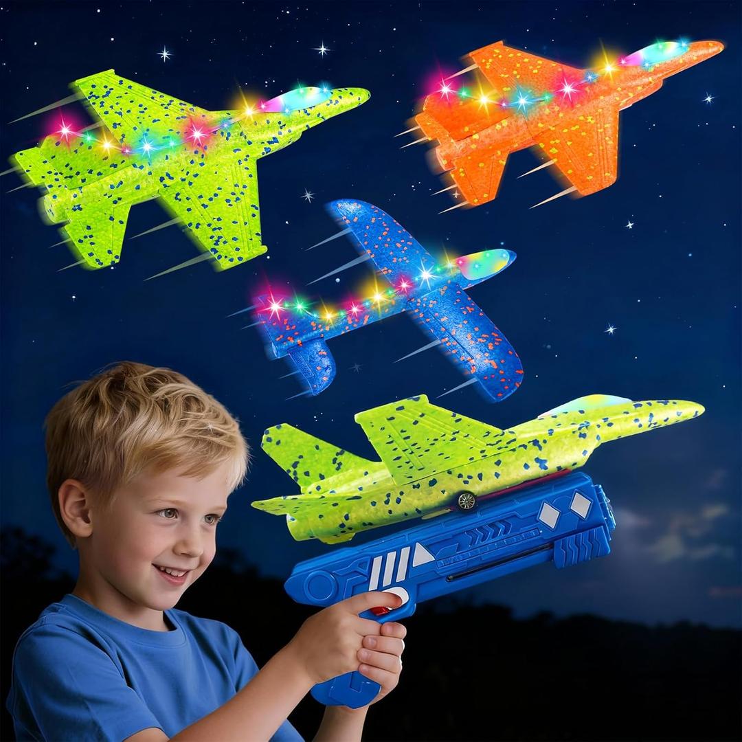 3 Pack Airplane Launcher Toys, 13.2 inch LED foam 2025 F-15 Eagle fighter jet  Glider Catapult Plane for Boys, Flying Toys Christmas Birthday gifts for Boys Girls 4 5 6 7 8 9 10 11 12 Year Old (Large)