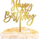 1 PCS Acrylic Cake Topper, 5.1 x 7 Inches Happy Birthday Cake Sign, Mirror Birthday Cake Toppers for Children or Adults Cake Inserts, Birthday Cake Decorations and Desserts Supplies