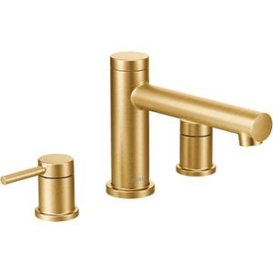 Moen T393BG Align 2-Handle Deck Mount Modern Roman Tub Faucet Trim Kit, Valve Required, Brushed Gold