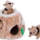 Outward Hound Hide-A-Squirrel Dog Toy  Interactive 2in1 Plush Puzzle with 3 Squeaky Removable Squirrels, Small