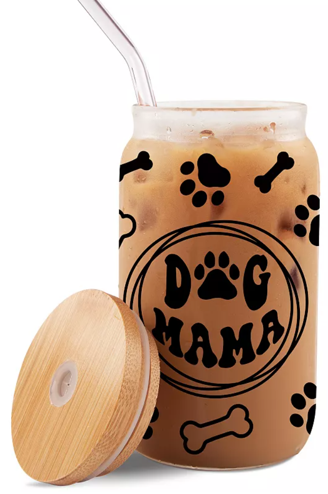 Nifty 16-oz. Dog Mom Glass and Straw
