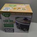GreenLife 6QT Slow Cooker, Non-Toxic PFAS-Free Ceramic Nonstick Removable Interior Bowl, Programmable, Family Friendly, Keep Warm, Stovetop & Oven Safe, Dishwasher Safe Crock, Timer, Glass Lid, Blue, 6 Quarts