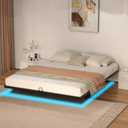Floating Bed Frame with Smart LED Lights Metal Platform Bed Easy Assembly No Box Spring Needed (King)
