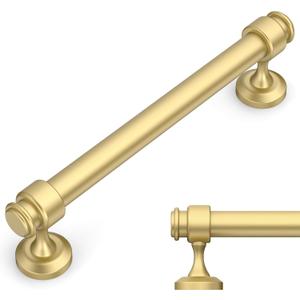 Amerdeco 10 Pack Brushed Gold Cabinet Pulls 5 Inch Hole Centers Cabinet Handles for Kitchen Cabinet Hardware,Cabinet Handles for Bathroom Drawer Handles IH0007
