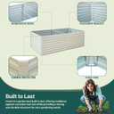 Raised Garden Bed 6x3x2ft, Galvanized Raised Garden Beds Outdoor for Vegetables Flowers Herbs, Steel Large Deep Planter Box, Tall Raised Garden Bed with 3ftx30ft Weed Barrier Fabric and Glove, Beige
