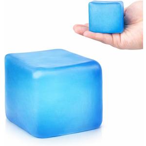 Square Stress Cube Ice Cube Squishy Toy for Kids & Adults | Fidget Cube, Non-Toxic Sensory Squishy Ball, Stress Relief & Anxiety Toy 2.17in (Blue)