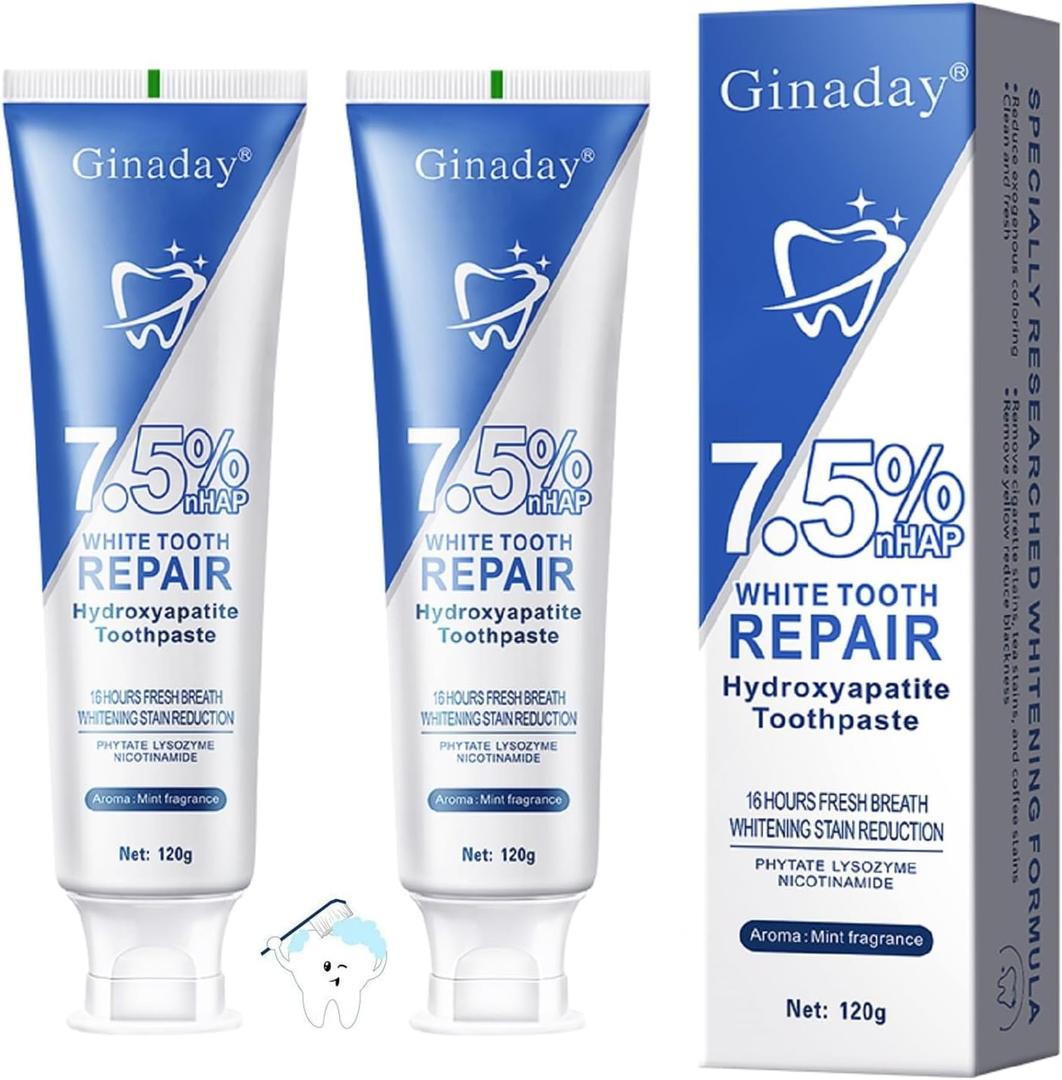 2Pcs Hydroxyapatite Toothpaste, Hydroxyapatite Toothpastes for Enamel Protection and Tooth Strengthening, Gentle Mint, Fresh Breath, Deep Cleaning Care.