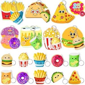 FHOZGECY Valentines Day Cards for Kids School, 25PCS Slow Rising Squishy Toys for Boys and Girls, Valentines Cards for Kids Classroom with Keychains, Valentines Classroom Exchange Party Favors
