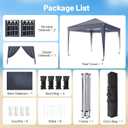 Driftalia 10x10 Pop Up Canopy Tent with 4 Sidewalls, Dark Grey | One-Push Center Lock, 3 Adjustable Heights, Carry Bag Included for Camping, Parties, Beach & Outdoor Events
