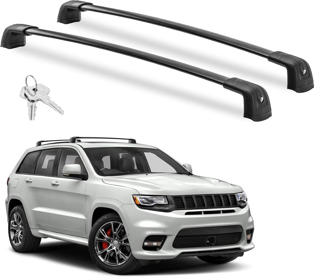 Richeer 260LBS Lockable Roof Rack Cross Bars for 2011-2022 Grand Cherokee Altitude/SRT/Trackhawk with Roof Black Moldings, Aluminum Crossbars with Anti-Theft Locks for Cargo Rooftop Luggage Canoe
