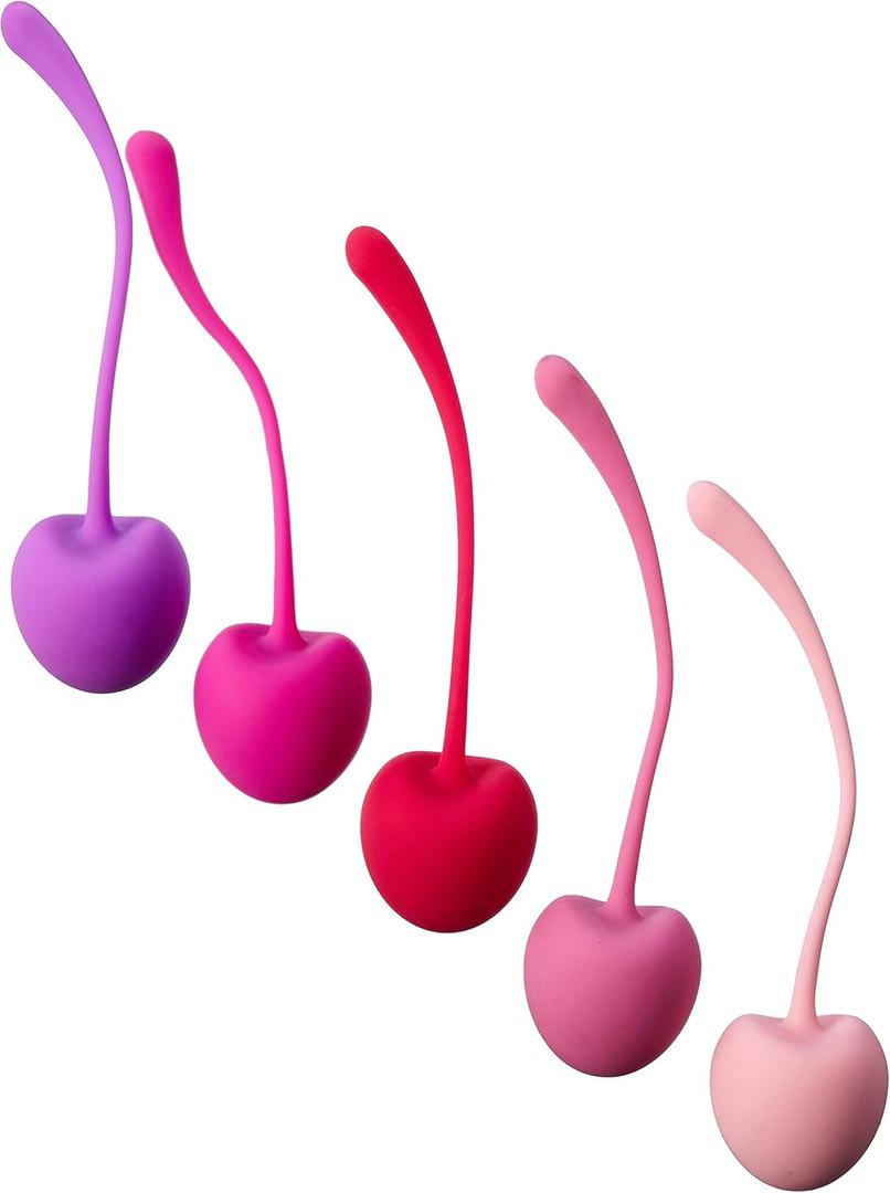 Shibari Cherry Kegel Balls, 5Piece Variable, Weighted Set to Exercise & Tone Pelvic Floor Muscles, Made with Premium Grade Silicone (5 Count (Pack of 1))