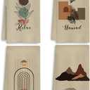 Boho Botanical Hand Towels Set of 4, Relax Breathe Soak Unwind Decorative Towels, Gym Yoga Spa Decor, Boho Decor, 16x24 Inches(Style A)
