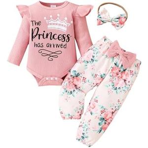 Mikccer Baby Girl Clothes,Newborn Girl Outfit Long Sleeve Ruffle Romper Floral Long Pants Headband ,Fall Winter Clothing, 3-6M Mikccer Baby Girl Clothes,Newborn Girl Outfit Long Sleeve Ruffle Romper Floral Long Pants Headband ,Fall Winter Clothing, 3-6M