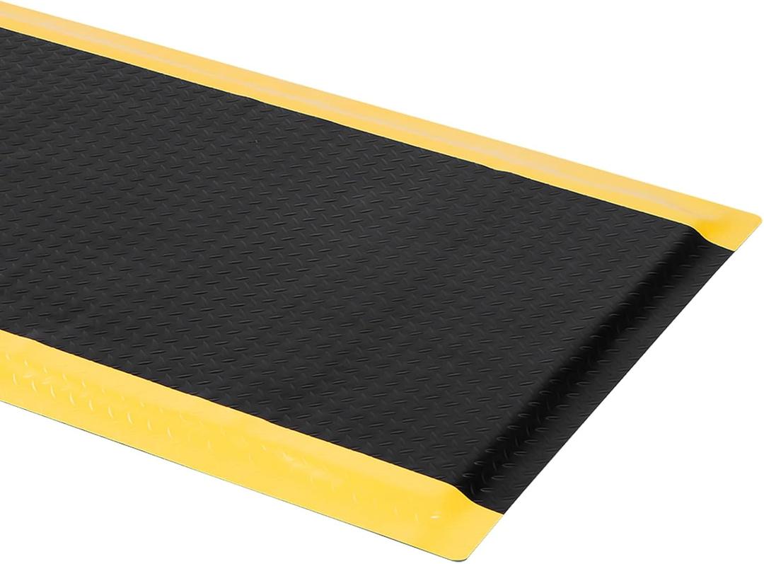 3 x 6 FT Anti Fatigue Mats Industrial 15/16 Inch Thick Soft Sponge Ergonomic Mat Durable Heavy Duty Diamond Plate for Standing Non Slip Industrial Grade Floor Mat for Leg & Back Pain (72"L x 36.2"W x 0.9"Th)