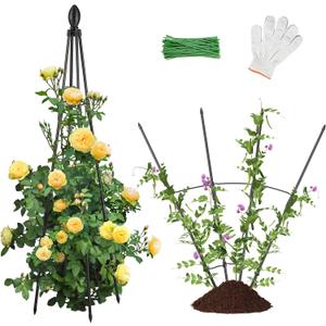 2 Pack Garden Trellis for Climbing Plants, Garden Trellis Rustproof Plastic Coated Metal Plant Support for Vegetables, Vines and Rose Bushes (4.0 FT)