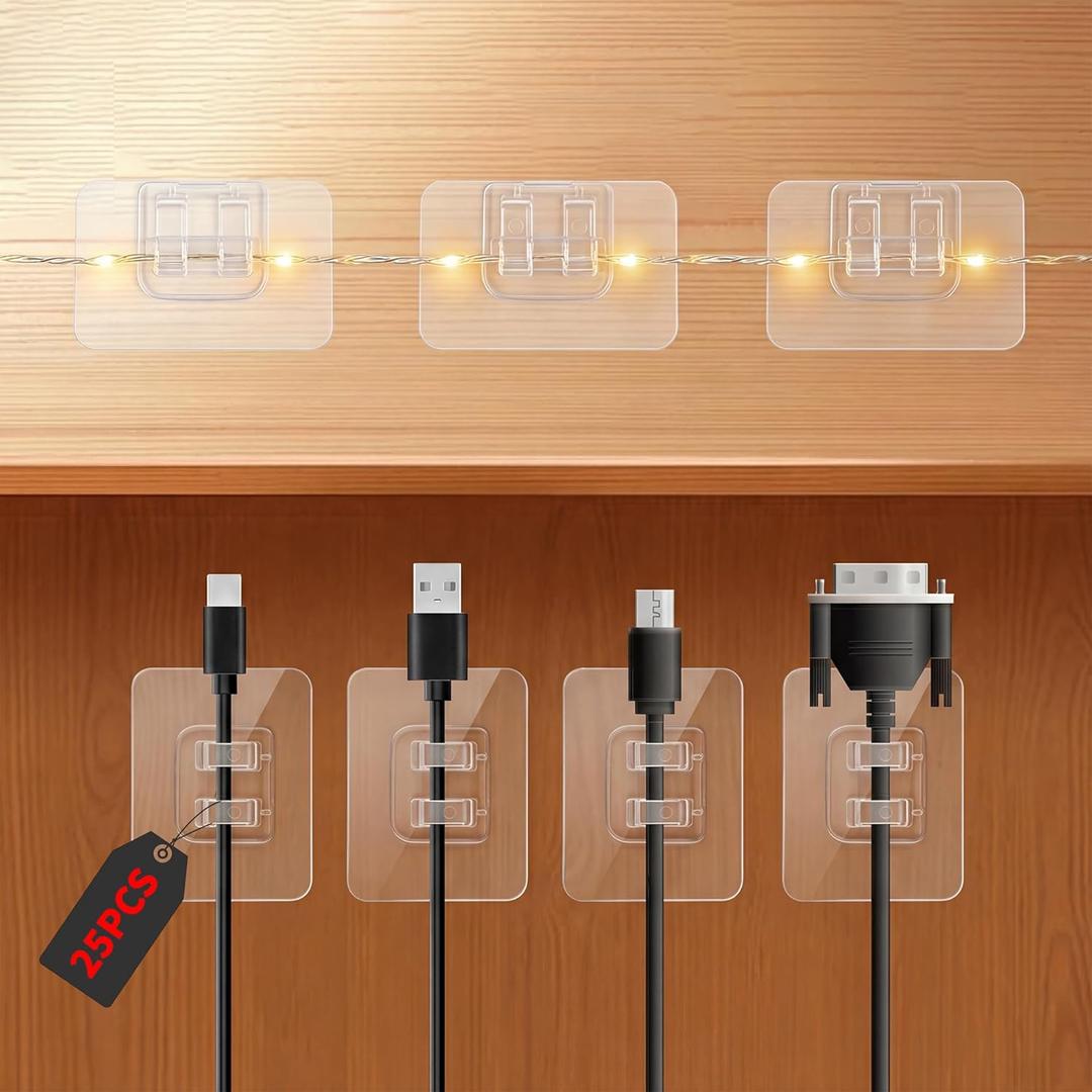 3 x Shower Caddy Adhesive Replacement, Adhesive Cable Clips for Wall, Traceless Cord Organizer & Wire Holders for for Home Office Wall, Desk, Car, LED Strips and Outdoor Lights