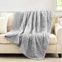 Cozy Bliss Luxury Sherpa Throw Blanket for Couch, Premium Reversible Plush Thick Throw, Warm Cozy Soft Blanket for Home and Gifts (Mottled Grey, 50" x 60")