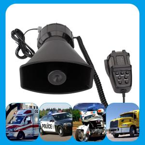 Car Siren 7 Tone PA System Vehicle Siren Horn Megaphone Speaker 12V 100W Emergency Sound Amplifier with Microphone Fire Ambulance Hooter Traffic Sound
