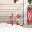 Glitzhome Set of 2 Rusty Christmas Decorations Garden Stakes, 36 Inch Metal JOY & NOEL Wall Decor, Yard Signs Stake for Indoor Outdoor Home Patio Lawn Pathway Driveway Decorations