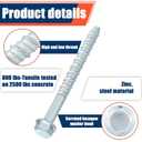 Tandefio 40 Pack 1/2" x 6" Concrete Screw Anchor Galvanized Large Diameter Heavy Duty Plated Concrete Anchors for Masonry Brick Anchoring Block Decking Framing Hex Drive